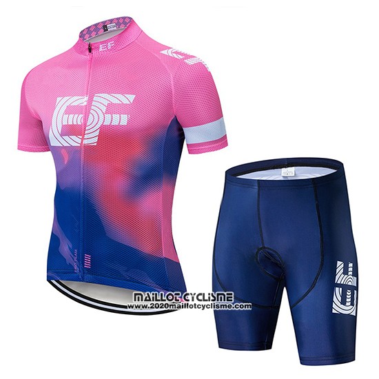 2019 Maillot Ciclismo Ef Education First Rose Bleu Manches Courtes et Cuissard